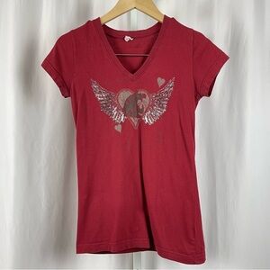 LAT Medium V Neck Washington State Cougars Y2K Graphic Tee Shirt